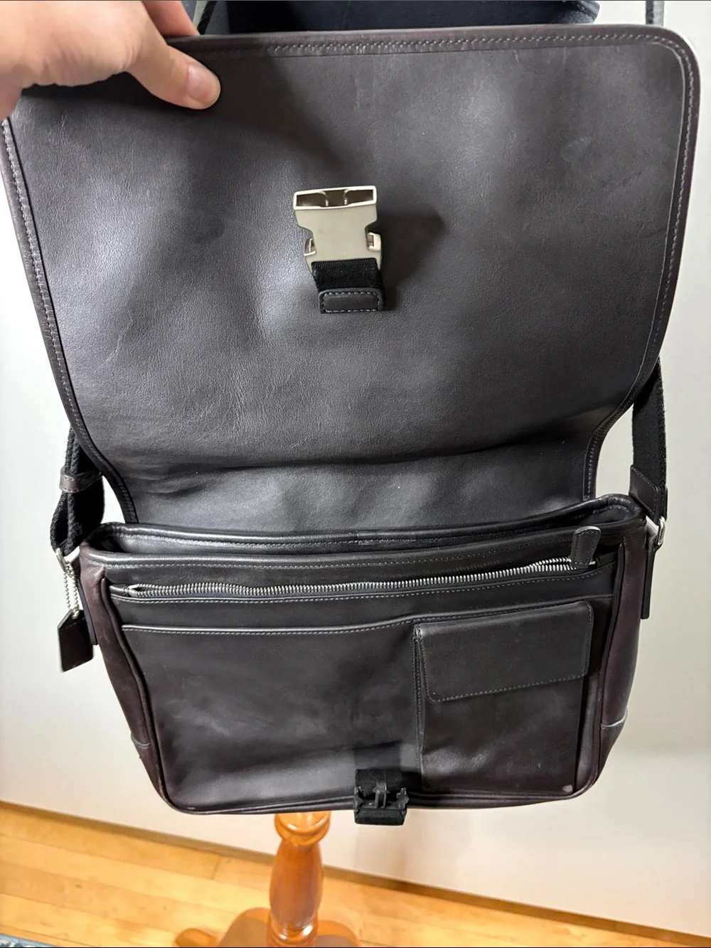 Coach Dark Brown Leather Laptop Shoulder Bag